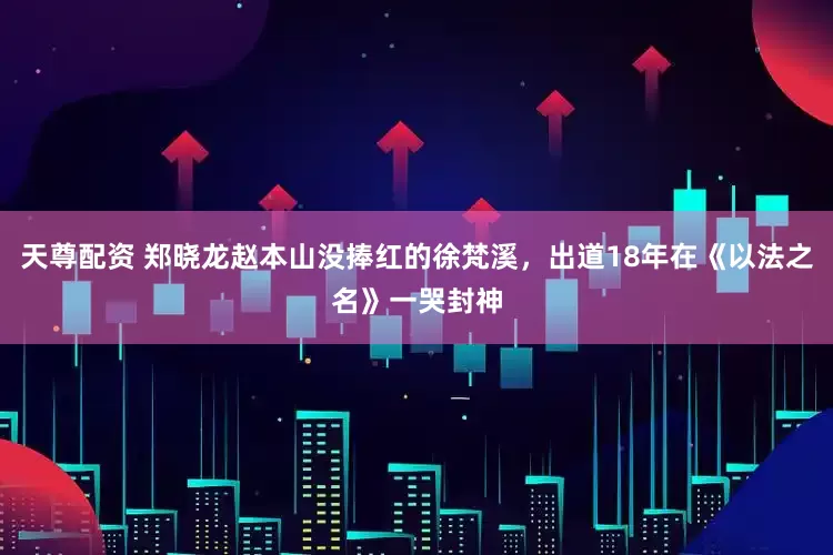 天尊配资 郑晓龙赵本山没捧红的徐梵溪，出道18年在《以法之名》一哭封神