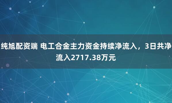 纯旭配资端 电工合金主力资金持续净流入，3日共净流入2717.38万元